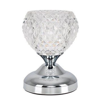 MiniSun Modern Silver Chrome & Decorative Crystal Glass Bedside Touch Table Lamp with a G9 Halogen Bulb - Imported from UK
